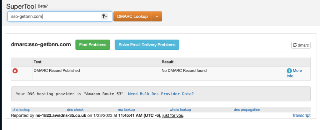 SuperTool DMARC screenshot